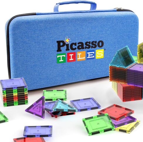 Picassotiles لعبة حمل CASE STORAGE BOX Organizer حقيبة سفر محمولة مقاومة للماء أكسفورد للأطفال من البلاط المغناطيسي البلاط الجذري كتل بناء المغناطيس شخصية in Kuwait