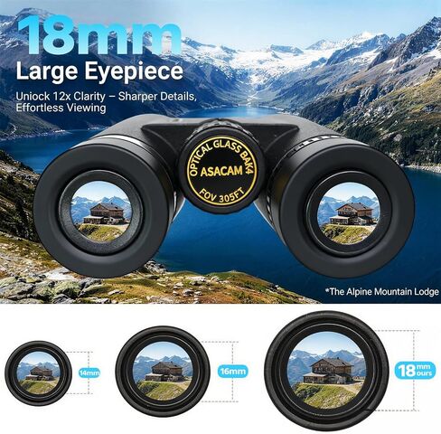Asacam 12x42 Binoculars for Adults, High Powered Binoculars with Large Eyepiece, Lightweight HD BAK4 Prism for Bird Watching, Travel, Hunting, Camping, Sports in Kuwait