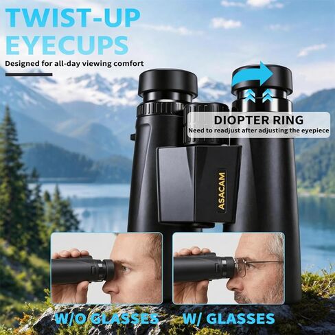 Asacam 12x42 Binoculars for Adults, High Powered Binoculars with Large Eyepiece, Lightweight HD BAK4 Prism for Bird Watching, Travel, Hunting, Camping, Sports in Kuwait