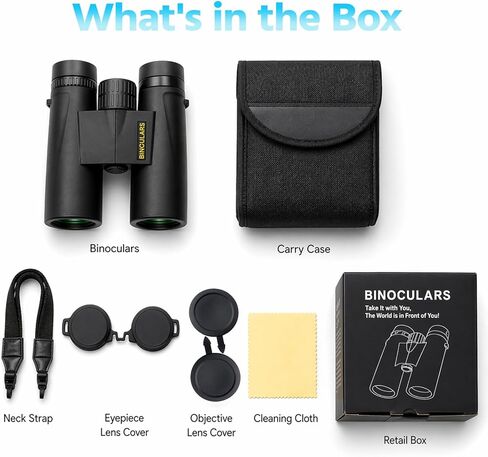 Asacam 12x42 Binoculars for Adults, High Powered Binoculars with Large Eyepiece, Lightweight HD BAK4 Prism for Bird Watching, Travel, Hunting, Camping, Sports in Kuwait