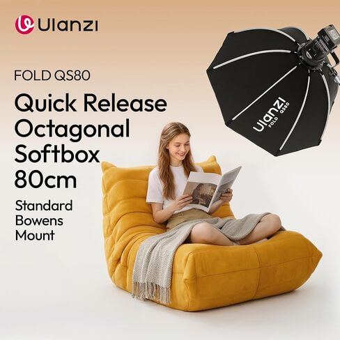 Ulanzi QS80 31.5 بوصة/80 سم سوفت بوكس ​​مثمن سريع الفك صندوق ناعم مع ناشر، شبكة قرص العسل، حقيبة تخزين، متوافق مع معظم المعايير وUlanzi VL-120C، VL-120Bi، VL-200Bi in Kuwait