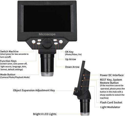 مجهر رقمي بشاشة LCD مقاس 5.5 بوصة، مجهر إلكتروني صناعي USB 1000X لتحديد التحف والنقش الدقيق in Kuwait