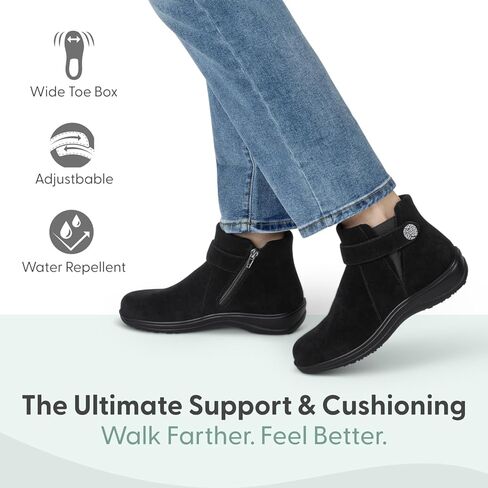 Orthofeet Women's Orthopedic Heather Suede Chelsea Bootie with Zipper in Saudi Arabia