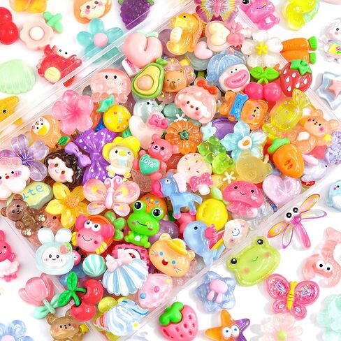 60pcs ألوان مختلطة سحر الوحل متنوعة زخارف جيلي لطيفة ، إكسسوارات kawaii ، زخرفة راتنجات مسطحة كبيرة لحالات الهواتف غير المرغوب فيها ، تصميم فن الأظافر ، صياغة سكرابوكينغ وديكور ديي in Kuwait