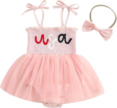 Baby Girl 4th Of July Outfit Spaghetti Strap Fourth Of July Romper Newborn Independence Day Summer Clothes in Saudi Arabia