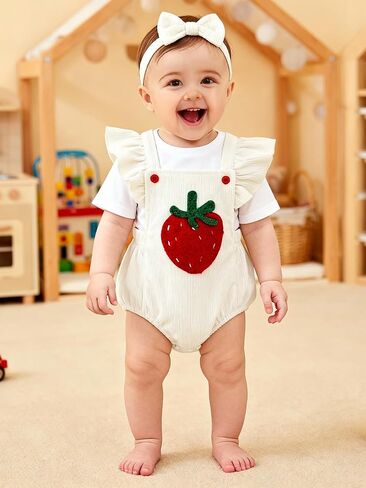 GEMLON Newborn Girl Clothes Ruffled Sleeveless Embroidery Baby Girl Romper with Headband Jumpsuit Outfits Onesies 0-18 Months in Saudi Arabia