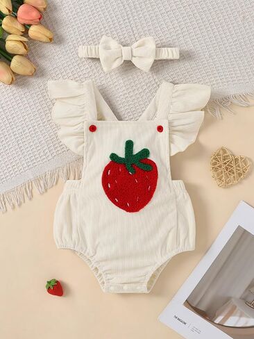 GEMLON Newborn Girl Clothes Ruffled Sleeveless Embroidery Baby Girl Romper with Headband Jumpsuit Outfits Onesies 0-18 Months in Saudi Arabia