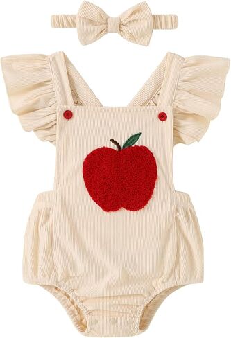 GEMLON Newborn Girl Clothes Ruffled Sleeveless Embroidery Baby Girl Romper with Headband Jumpsuit Outfits Onesies 0-18 Months in Saudi Arabia