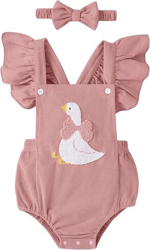 GEMLON Newborn Girl Clothes Ruffled Sleeveless Embroidery Baby Girl Romper with Headband Jumpsuit Outfits Onesies 0-18 Months in Saudi Arabia