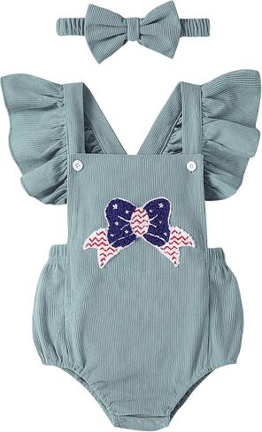 GEMLON Newborn Girl Clothes Ruffled Sleeveless Embroidery Baby Girl Romper with Headband Jumpsuit Outfits Onesies 0-18 Months in Saudi Arabia