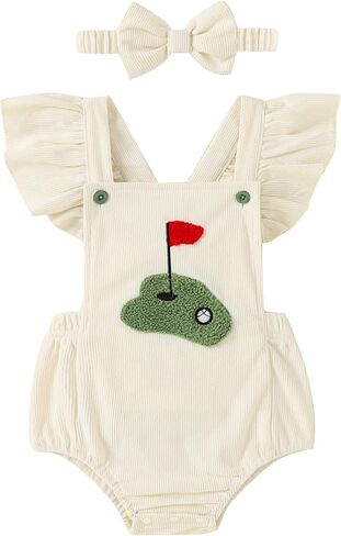GEMLON Newborn Girl Clothes Ruffled Sleeveless Embroidery Baby Girl Romper with Headband Jumpsuit Outfits Onesies 0-18 Months in Saudi Arabia