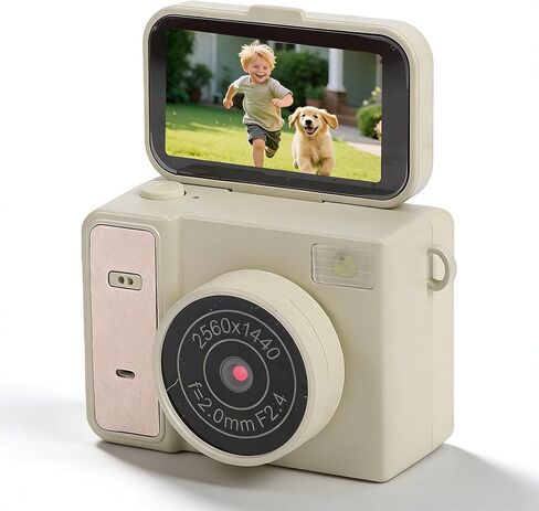 Dpofirs 2K Digital Camera, 1080P HD Video Selfie Camera with 180 Flip Screen, Kids Compact Cameras for Photography, 128GB Expandable in Kuwait