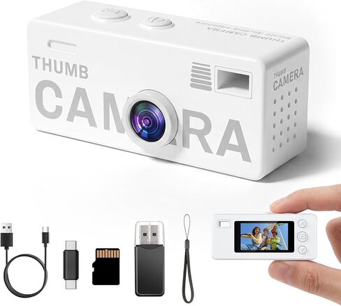 Mini Keychain Camera - 1080P FHD Mini Retro Digital Camera - Tiny Portable Small Cameras Vintage Compact Micro Cameras - Pocket Video Recorder with 8GB Card for Travel Study Recording in Kuwait