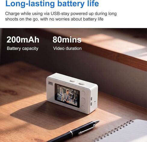 Mini Keychain Camera - 1080P FHD Mini Retro Digital Camera - Tiny Portable Small Cameras Vintage Compact Micro Cameras - Pocket Video Recorder with 8GB Card for Travel Study Recording in Kuwait