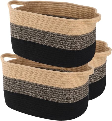 Cotton Rope Braid Storage Basket for Baby Carrier Toy Storage Bag Gift Basket for Kids Laundry Basket Baby Blanket Storage Measures 15x10x10 inches. (Brown Brown) in Saudi Arabia