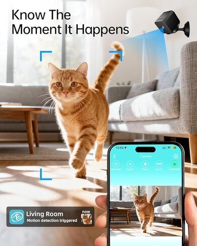 كاميرا Nanny Cam اللاسلكية - لا حاجة إلى شبكة WiFi، رؤية ليلية بدقة 1080 بكسل وتنبيهات الحركة، إعداد سهل عبر البلوتوث، نقطة اتصال AP، تطبيق هاتف لأمن المنزل للأطفال/الحيوانات الأليفة/المسنين in Kuwait