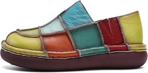 Loafers for Women Leather Round Toe Dress Shoes Casual Platform Colorful Comfortable Non Slip Slip-On Walking Shoes in Kuwait