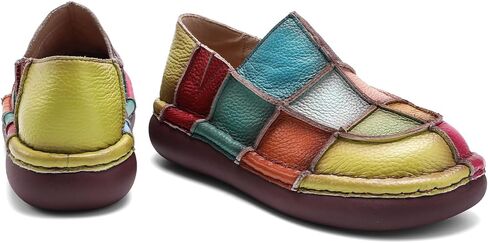 Loafers for Women Leather Round Toe Dress Shoes Casual Platform Colorful Comfortable Non Slip Slip-On Walking Shoes in Kuwait