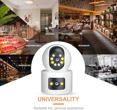 Security Cameras Indoor, Dual Lens Home Security Camera for Kids Pet Monitor, Wireless WiFi Camera Surveillance 360° Panorama, 2-Way Audio, Motion Tracking, IR Night Vision, Cloud & SD Card Storage in Kuwait