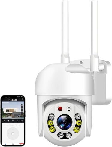 1pc Outdoor WiFi Security PTZ Camera, 360° View, Full-Color Night Vision on 2.4GHz WiF, Memory Card not Included(White 1.5") in Kuwait