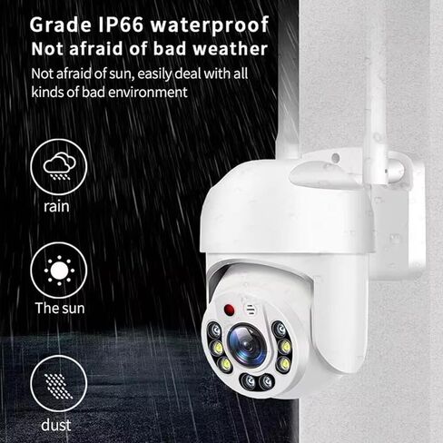 1pc Outdoor WiFi Security PTZ Camera, 360° View, Full-Color Night Vision on 2.4GHz WiF, Memory Card not Included(White 1.5") in Kuwait