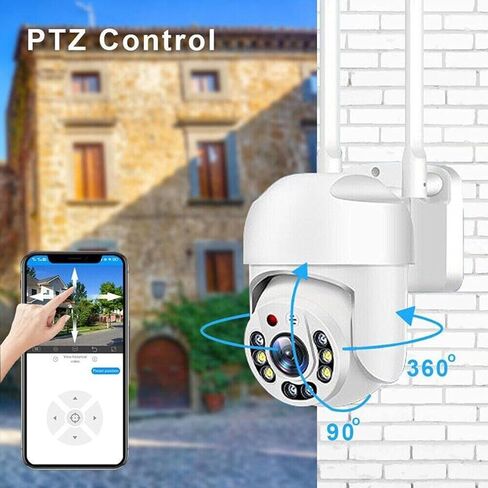 1pc Outdoor WiFi Security PTZ Camera, 360° View, Full-Color Night Vision on 2.4GHz WiF, Memory Card not Included(White 1.5") in Kuwait