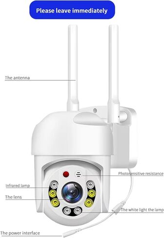 1pc Outdoor WiFi Security PTZ Camera, 360° View, Full-Color Night Vision on 2.4GHz WiF, Memory Card not Included(White 1.5") in Kuwait