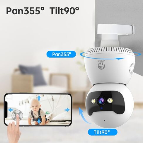 كاميرا أمان WiFi مزدوجة النطاق 5G/2.4G، كاميرا 2K HD للحيوانات الأليفة، كاميرا PTZ داخلية، جهاز مراقبة الطفل مع كشف الحركة الذكي، صوت ثنائي الاتجاه، رؤية ليلية ملونة، بدون محول in Kuwait