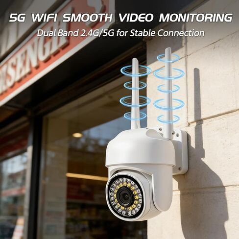 كاميرا أمان خارجية/داخلية، كاميرا Wi-Fi سلكية، عرض 360 درجة، كشف الحركة، رؤية ليلية، صوت ثنائي الاتجاه، تخزين بطاقة Cloud وSD، نطاق مزدوج 5 جيجا هرتز/2.4 جيجا هرتز متوافق مع Alexa وGoogle Home in Kuwait