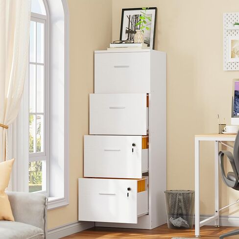 DWVO File Cabinets for Home Office 4 Drawer Filing Cabinet Office Vertical Files Storage File Drawers for A4 & Letter-Sized Documents,White in Saudi Arabia