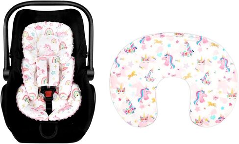 Pack of Baby Car Seat Head Support and Nursing Pillow Cover Set, Ultra Soft Comfortable in Kuwait