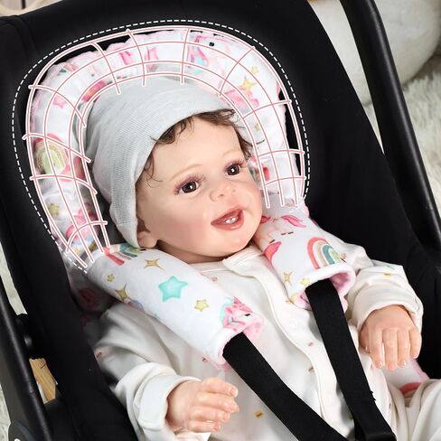 Pack of Baby Car Seat Head Support and Nursing Pillow Cover Set, Ultra Soft Comfortable in Kuwait