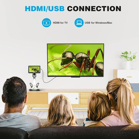 مجهر DM9H HDMI للعملات المعدنية مع شاشة IPS مقاس 7 بوصات، مجهر لحام تكبير 1200X، حامل أطول مقاس 8.5 بوصات، مكبر للعملات المعدنية مع بطاقة 32 جيجابايت، متوافق مع Windows/Mac/TV in Kuwait