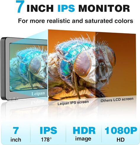 مجهر DM9H HDMI للعملات المعدنية مع شاشة IPS مقاس 7 بوصات، مجهر لحام تكبير 1200X، حامل أطول مقاس 8.5 بوصات، مكبر للعملات المعدنية مع بطاقة 32 جيجابايت، متوافق مع Windows/Mac/TV in Kuwait