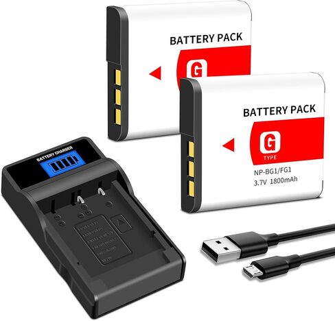 2 حزمة بطارية NP-BG1 NP-FG1 BG1 (1800 مللي أمبير) وشاحن LCD لسوني DSC-H10 H20 H50 H55 H70 H90 DSC-HX9V HX10V HX20V HX30V DSC-W90 W100 W120 W130 W150 W170 W200 W210 W215 W220 W230 W270 W290 in Kuwait