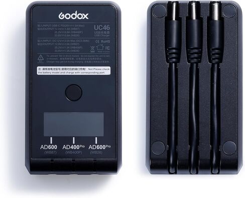 GODOX UC46 Battery Charger for Godox WB26 WB400P WB87B WB30 Battery, Suitable for AD400Pro AD400ProII AD600BMII AD600Pro AD600ProII AD800Pro Strobe Flash, with Type-C Charging Cable in Kuwait