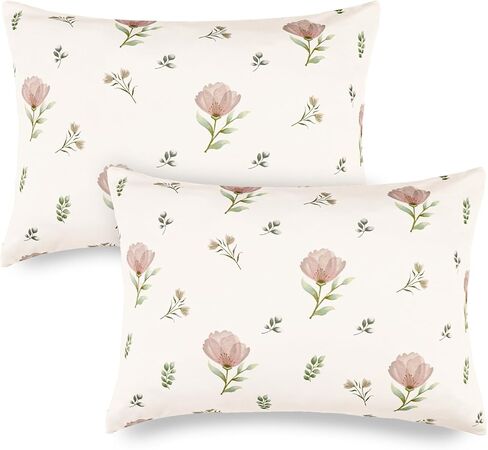 SWESEN 2 Pcak Toddler Pillow Case, 13x18 Toddler Pillowcase for Baby Girls, Soft Travel Pillow Case Cover with Envelope Closure, Floral (Pillowcase Only) in Kuwait