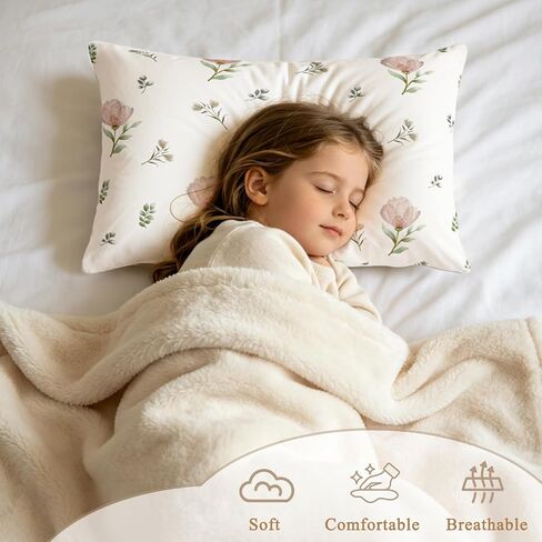 SWESEN 2 Pcak Toddler Pillow Case, 13x18 Toddler Pillowcase for Baby Girls, Soft Travel Pillow Case Cover with Envelope Closure, Floral (Pillowcase Only) in Kuwait