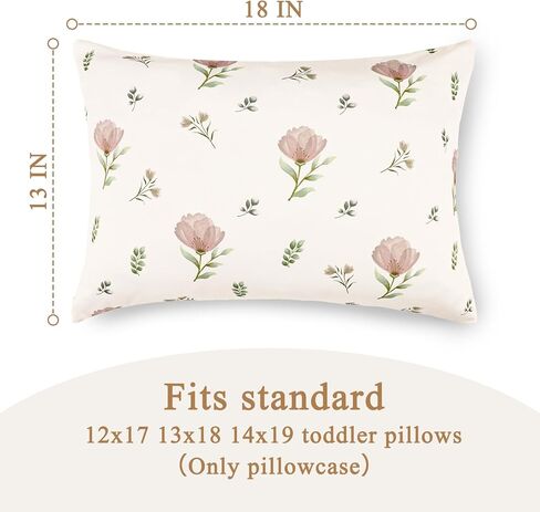 SWESEN 2 Pcak Toddler Pillow Case, 13x18 Toddler Pillowcase for Baby Girls, Soft Travel Pillow Case Cover with Envelope Closure, Floral (Pillowcase Only) in Kuwait