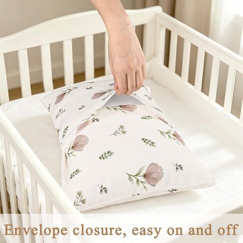 SWESEN 2 Pcak Toddler Pillow Case, 13x18 Toddler Pillowcase for Baby Girls, Soft Travel Pillow Case Cover with Envelope Closure, Floral (Pillowcase Only) in Kuwait