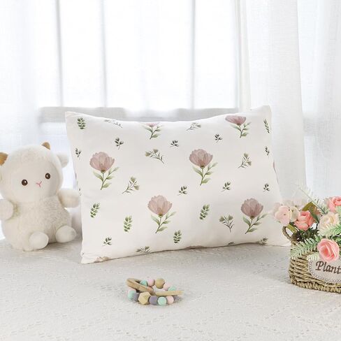 SWESEN 2 Pcak Toddler Pillow Case, 13x18 Toddler Pillowcase for Baby Girls, Soft Travel Pillow Case Cover with Envelope Closure, Floral (Pillowcase Only) in Kuwait