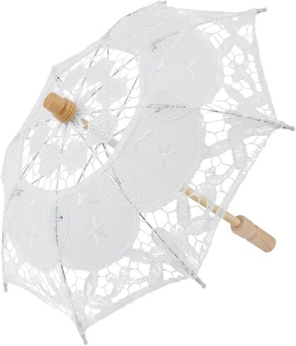 Wedding Lace Parasol Elegant Ivory Lace Wedding Parasol Vintage Bridal Umbrella Sunshade for Photoshoots and Women in Kuwait