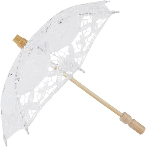Wedding Lace Parasol Elegant Ivory Lace Wedding Parasol Vintage Bridal Umbrella Sunshade for Photoshoots and Women in Kuwait