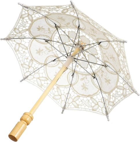 Wedding Lace Parasol Elegant Lace Parasol Wedding Umbrella Handheld Bridal Sunshade with Ergonomic Handle for Photography Tea Party Dress Up Events in Kuwait