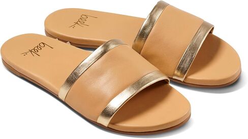 BEEK Shorebird Leather Slide Sandal for Women, Beach/Gold, Slip-On Design, Features Super Soft Leather Upper & Sole with Molded Arch Support in Saudi Arabia