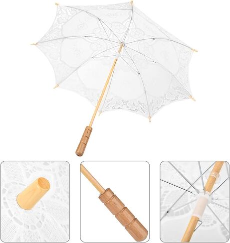Dan&Dre Bridal Lace Umbrella, Elegant Lace Umbrella, Bridal for Wedding Photography, with NonSlip Handle in Kuwait