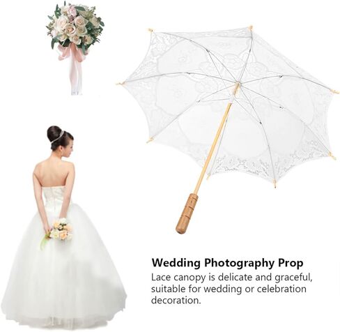 Dan&Dre Bridal Lace Umbrella, Elegant Lace Umbrella, Bridal for Wedding Photography, with NonSlip Handle in Kuwait