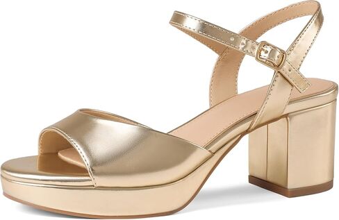 Marc Ford Platform Heels for Women Low Chunky Block Heels with Buckle Ankle Strap Heeled Sandals Open Toe Summer Vacation Essentials Trendy Shoe Resort Wears in Saudi Arabia