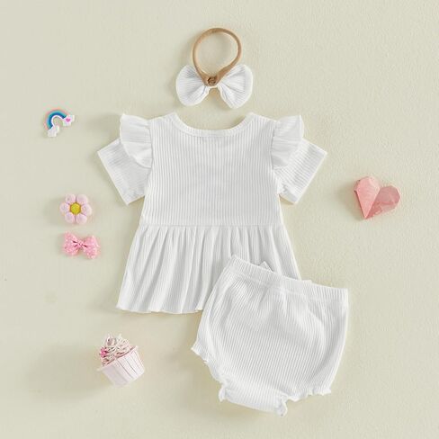 Twopumpkin Baby Summer Clothes Girl 0 3 6 9 12 18 Month Daisy Outfits Cute Smocked Top Bloomer Bummies Shorts Sets in Saudi Arabia