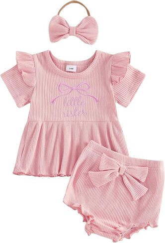 Twopumpkin Baby Summer Clothes Girl 0 3 6 9 12 18 Month Daisy Outfits Cute Smocked Top Bloomer Bummies Shorts Sets in Saudi Arabia